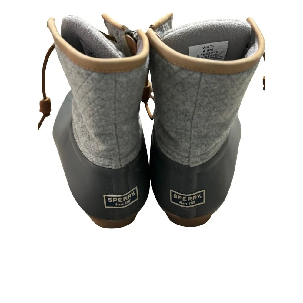 Sperry Top Sider Women Gray Wool Rubber Duck‎ Boots Ankle Zip Size 6.5